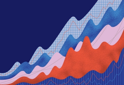 Illustration of abstract chart moving upward