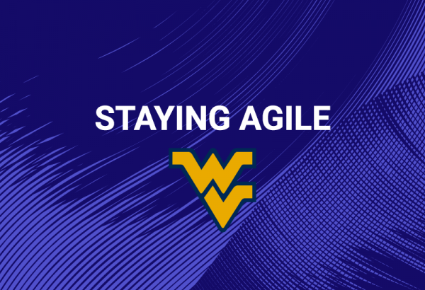 Text: "Staying Agile" with West Virginia University logo